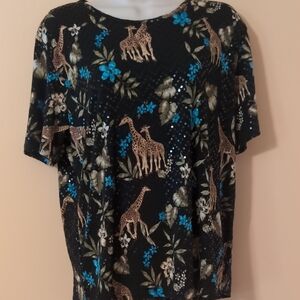 NWOT Bon Worth Sequined Floral Top